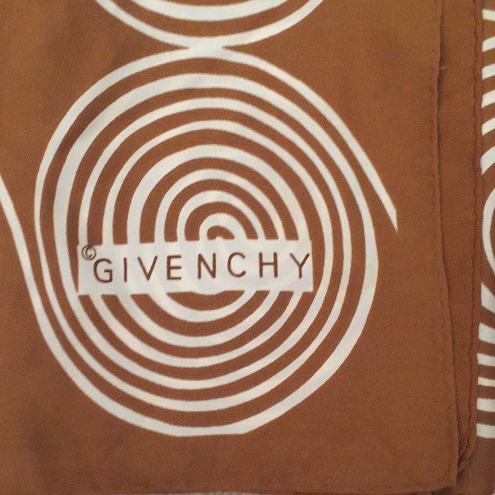 Givenchy Logo Scarf Vintage Brown With White Circ… - image 2